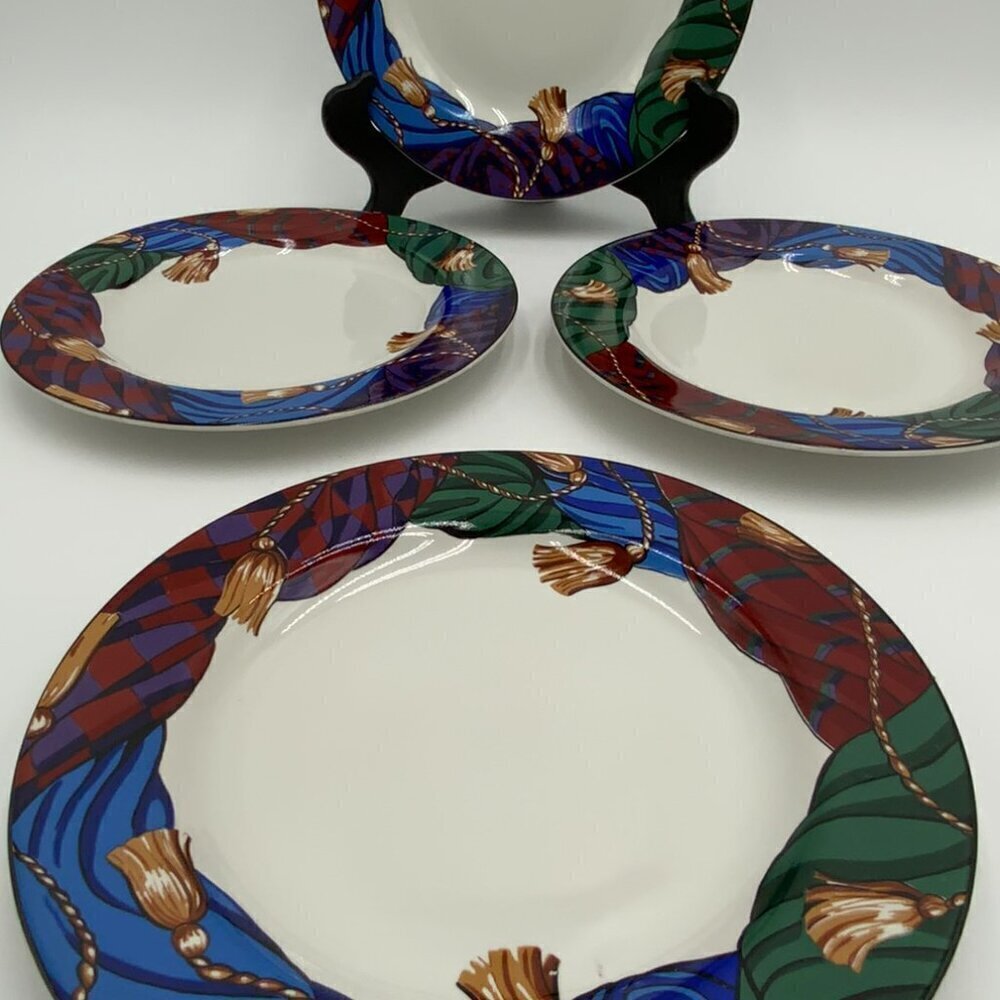 Set of 4 1993 Vitromaster Curtain Call Salad Plates Designed by Sue Zipkin - Picture 7 of 8